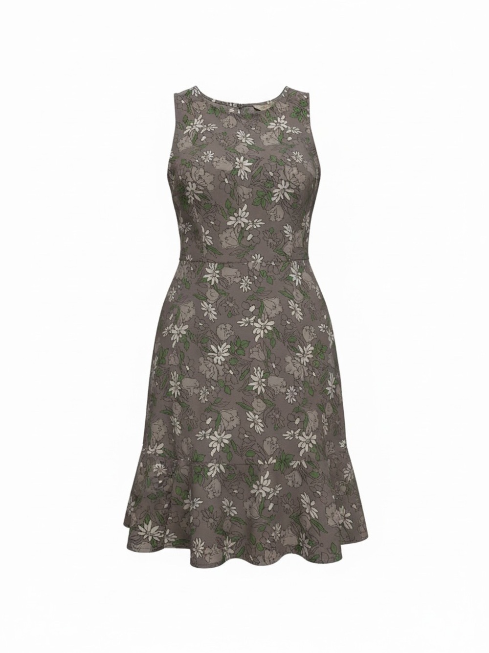 LOFT Lavender Floral Sleeveless A-Line Dress with Green Accents